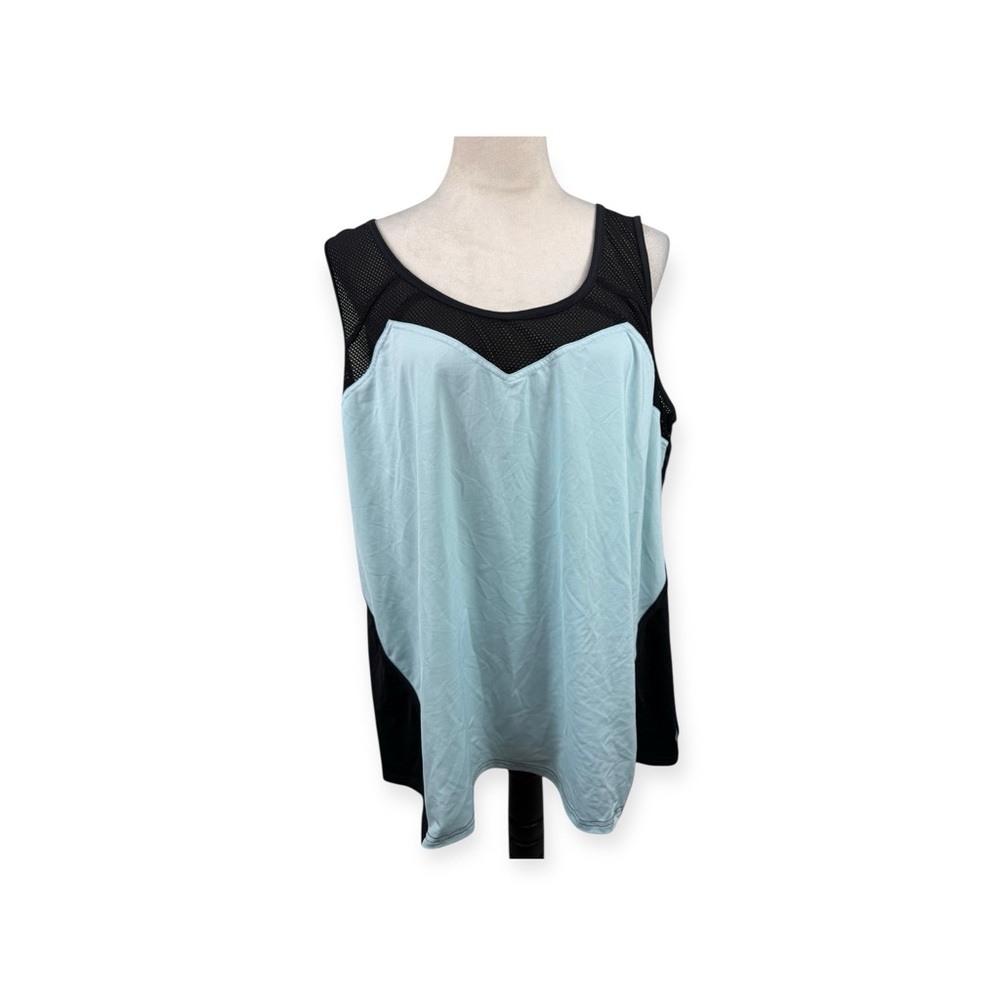 Livi Active colorblock black and light blue workout tank with mesh size 22/24